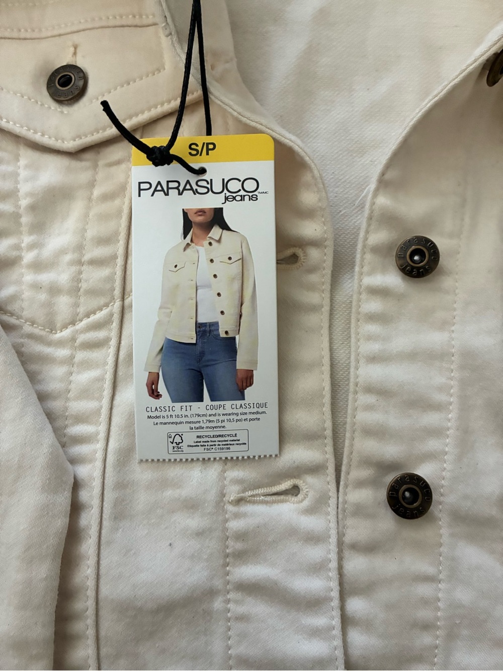 Cream white denim jacket - Picture 3 of 8